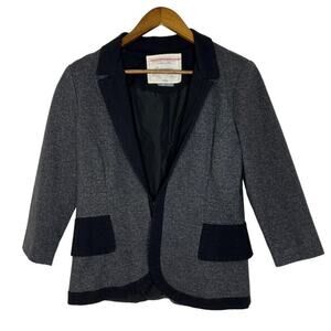 Cartonnier Gray Black Tuxedo Peplum Ruffle Long Sleeve Blazer Jacket Sz 10 Women